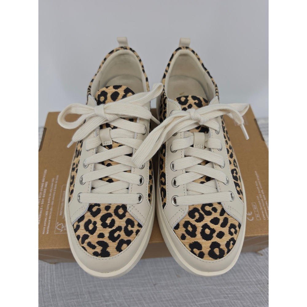 Vionic Winny Leopard Print Sneakers Womens 7 Tan Cream Animal Low Top Shoes